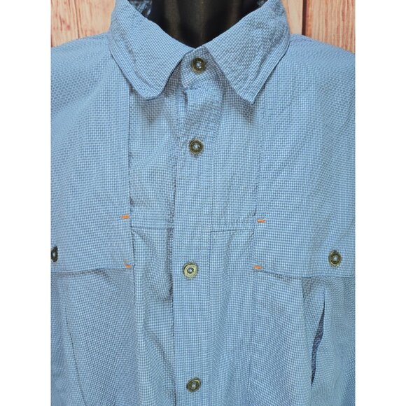 Orvis Mens Blue Gingham Short Sleeve Fishing Shirt XXL Button-Down Mesh Lining - Picture 3 of 9